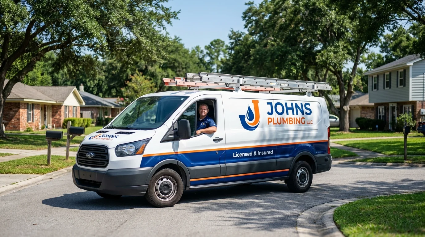 Johns Plumbing LLC service van in Sabana Grande, PR